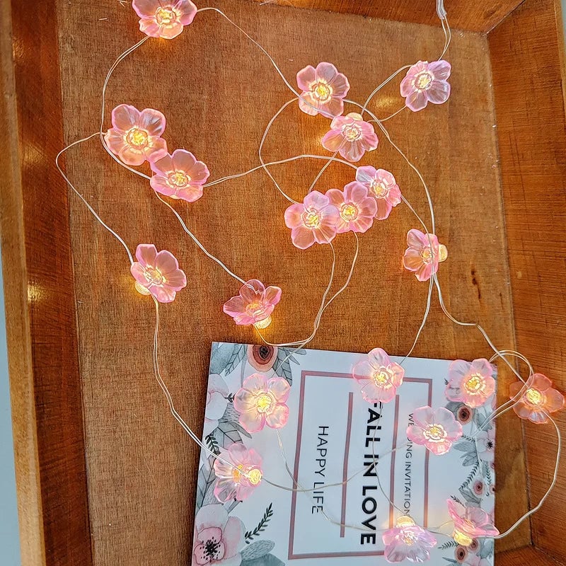 3M 30 LED Cherry Blossom String Lights Pink Battery Powered Fairy