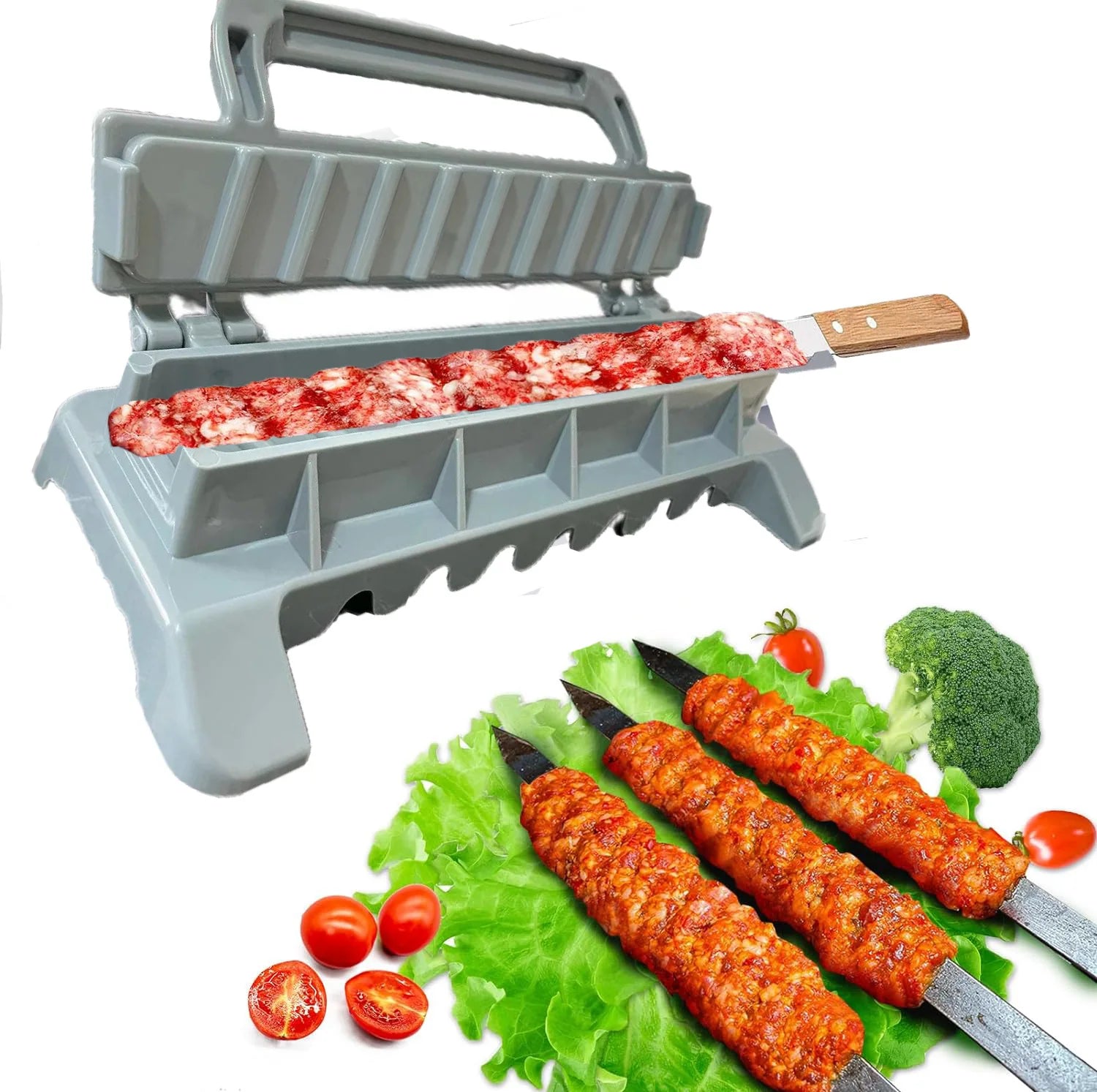 Single Row Kebab Maker Machine - Reusable Plastic BBQ Skewer Press