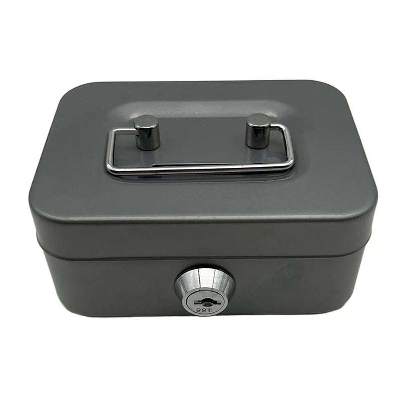 Metal Piggy Bank Box with Lock & Key - Portable Coin Money Safe
