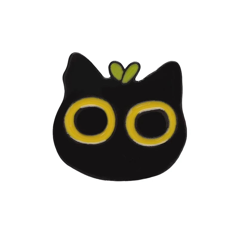 Black Cat Enamel Pin - Big Eyes Kitten Brooch Lapel Badge Jewelry