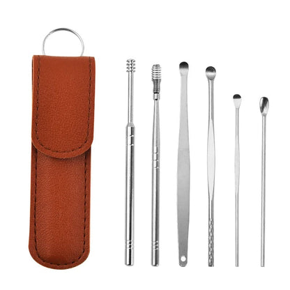 Stainless Steel Ear Cleaning Tool Kit with Pick Set & Storage Bag