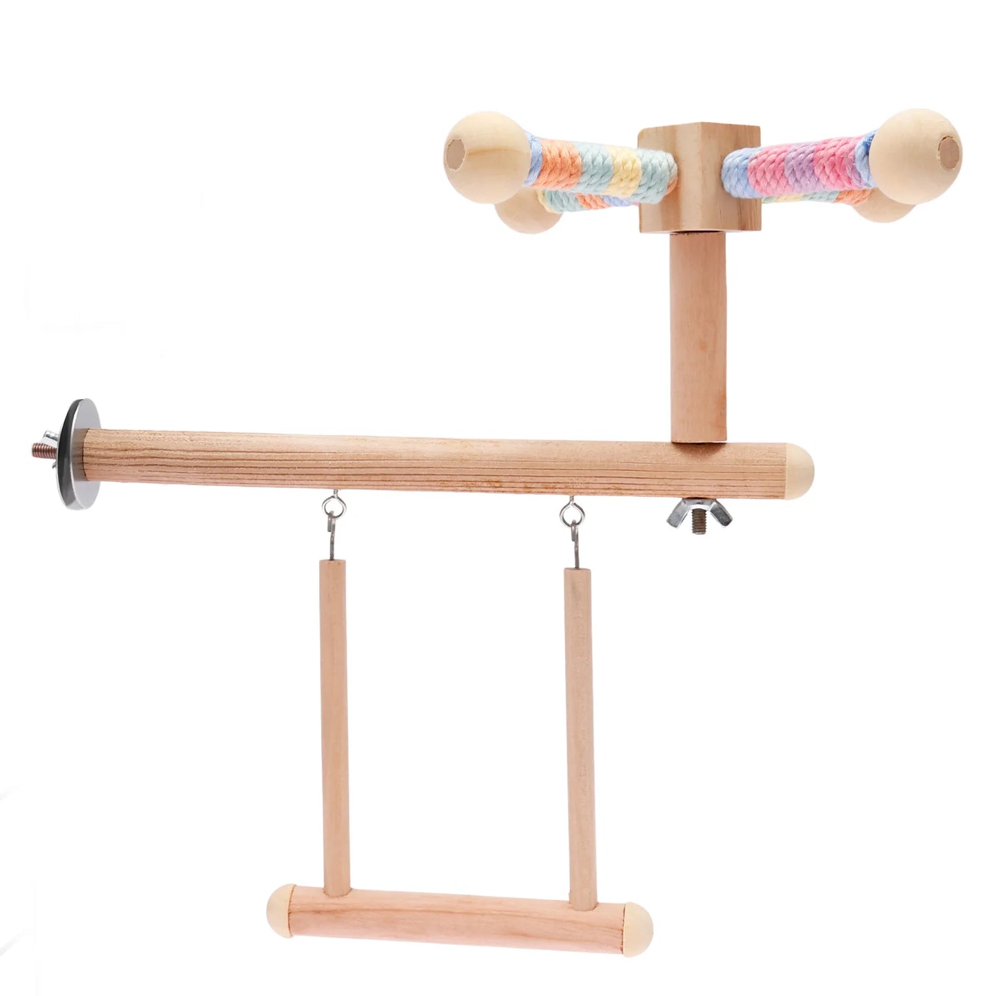 Natural Wood Bird Perch Swing Hammock Cage Toy for Parakeets