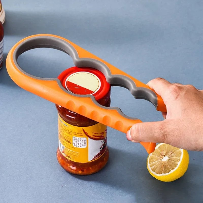 4-in-1 Kitchen Tool: Jar Gripper Lid Opener Can Opener Bottle Opener