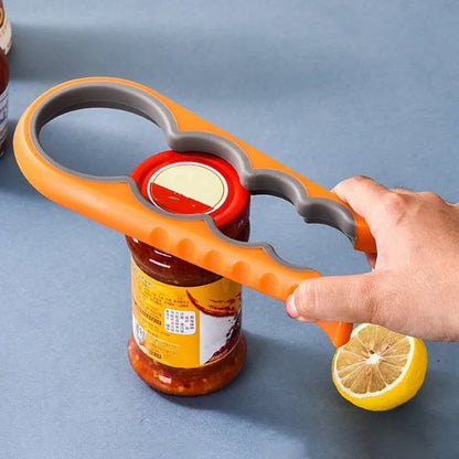 4-in-1 Kitchen Tool: Jar Gripper Lid Opener Can Opener Bottle Opener