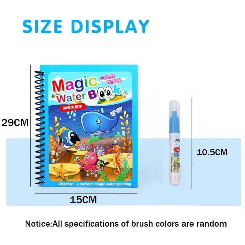 Magic Water Drawing Book Reusable Mess-Free Paint Pad Refillable Pen