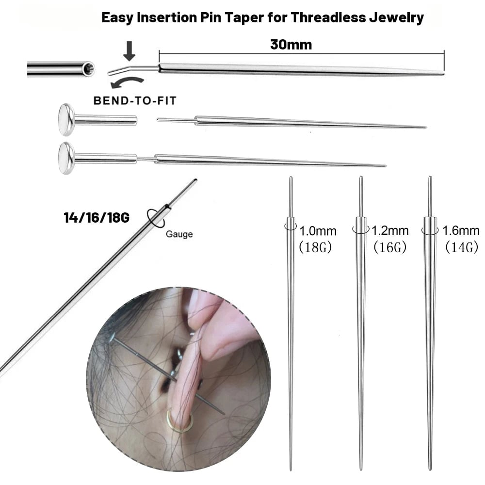 Surgical Steel Insertion Taper 14G 16G 18G Thread Threadless Tool