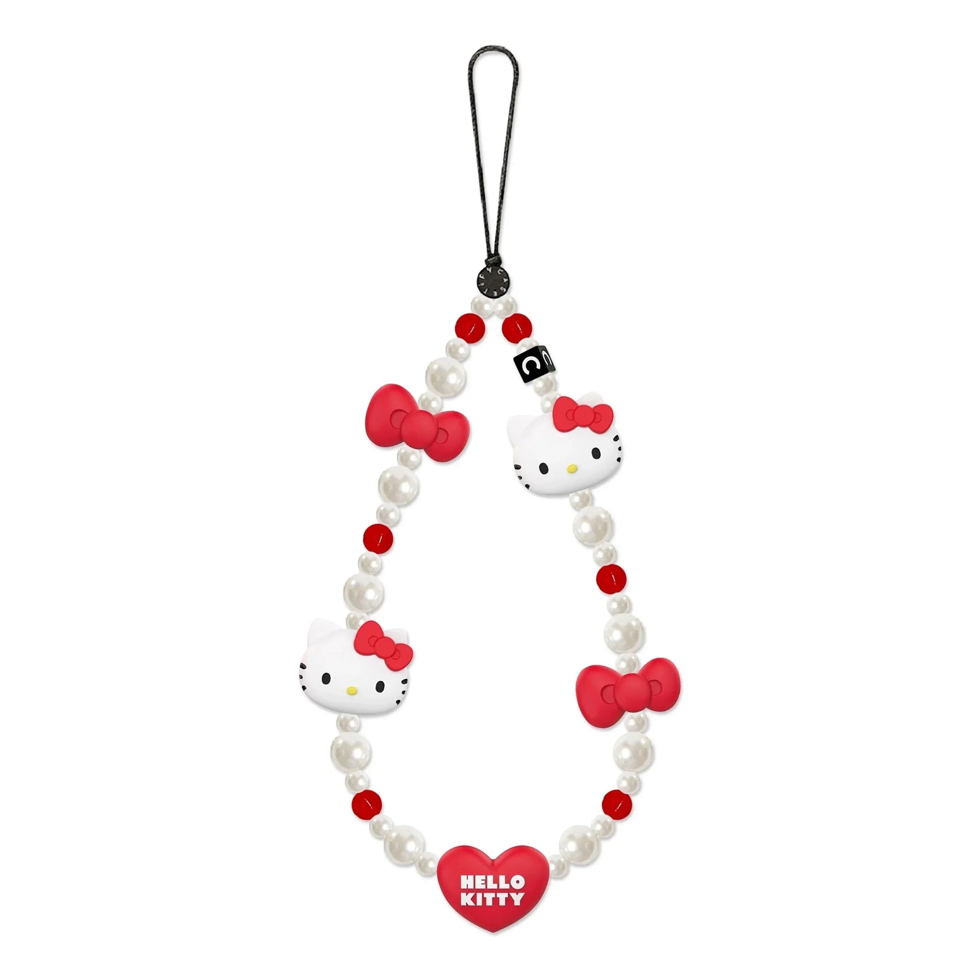 Hello Kitty Love Bow Mobile Phone Chain Beaded Lanyard Kawaii Charm