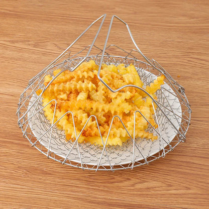 Stainless Steel Foldable Multifunctional Fryer Basket French Fry Strainer Kitchen Appliance Is Durable