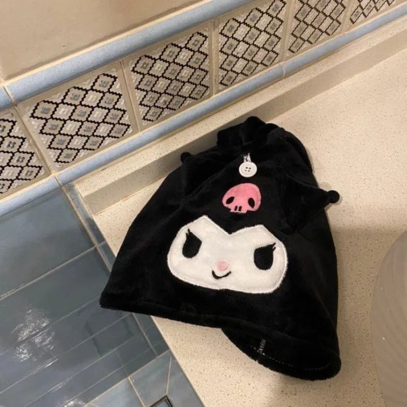 Quick Dry Microfiber Hair Towel Wrap Kuromi My Melody Shower Cap