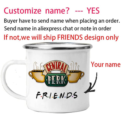 Personalised 11oz Enamel Central Perk Friends TV Show Coffee Mug
