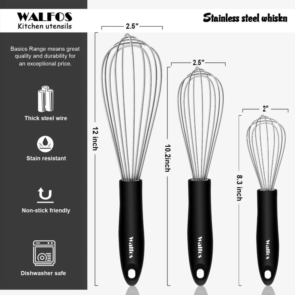 WALFOS Stainless Steel Manual Wire Egg Beater Kitchen Baking Tool