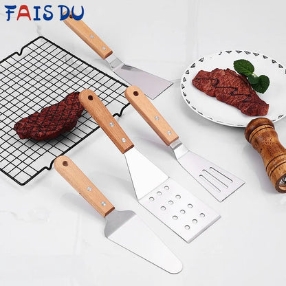 Stainless Steel Spatula with Wooden Handle - Teppanyaki Scraper