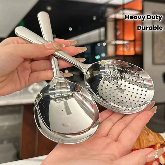 2pcs Heavy-Duty Commercial Kitchen Spoons - Heat-Resistant Handle