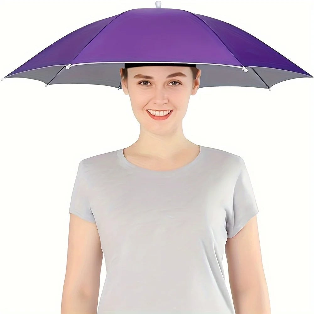 Head Mounted Umbrella Hat Hands-Free Rain Sun Protection Fishing