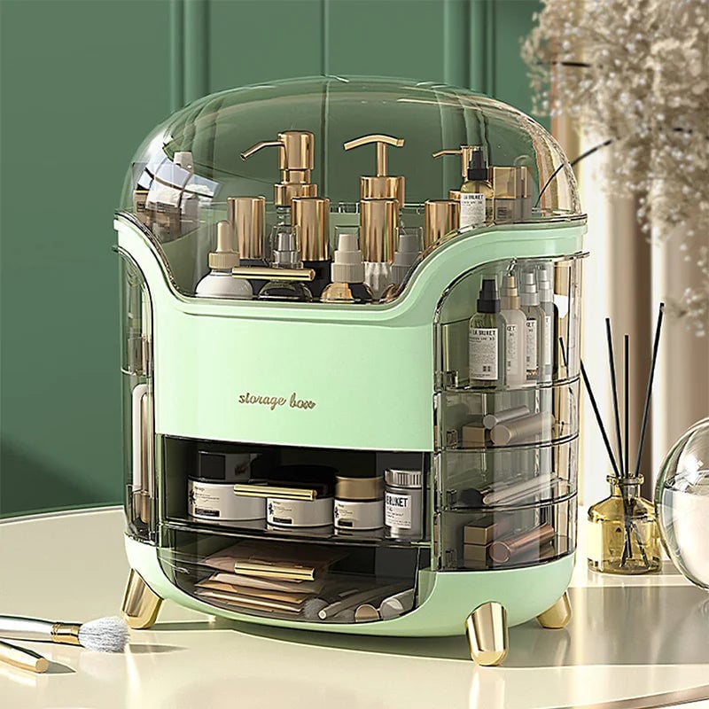 Waterproof Makeup Organizer with Lid & Drawers - Countertop Storage