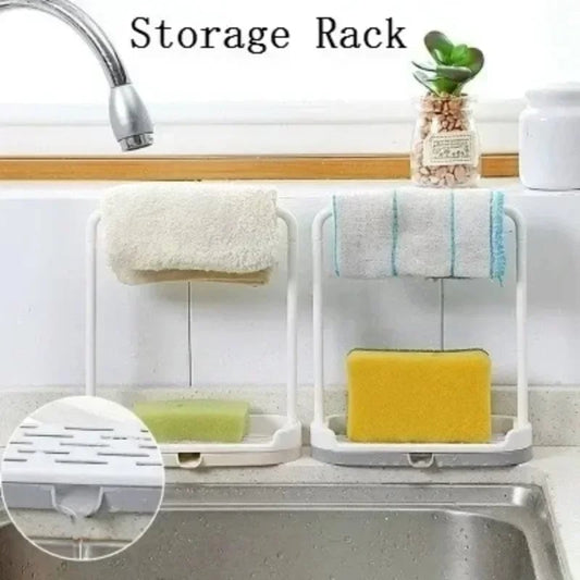 Kitchen Sink Organizer Rack - Towel Sponge Soap Holder Desktop