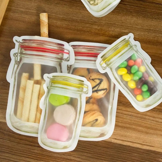 Leakproof Reusable Mason Jar Zipper Bags Multi-Size Food Storage