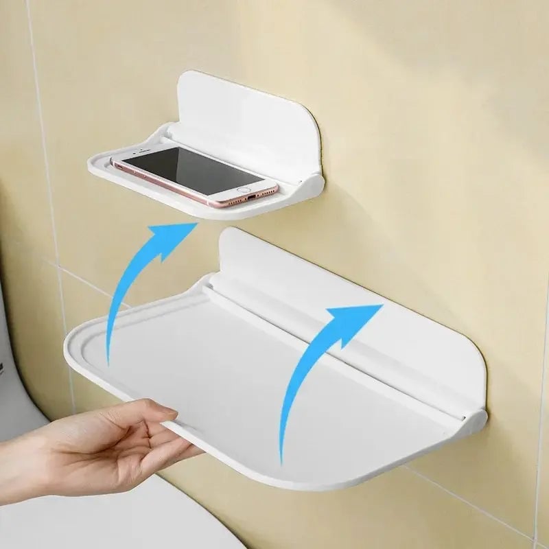 Foldable Wall Mount Shelf - Punch-Free Phone Router Storage Rack