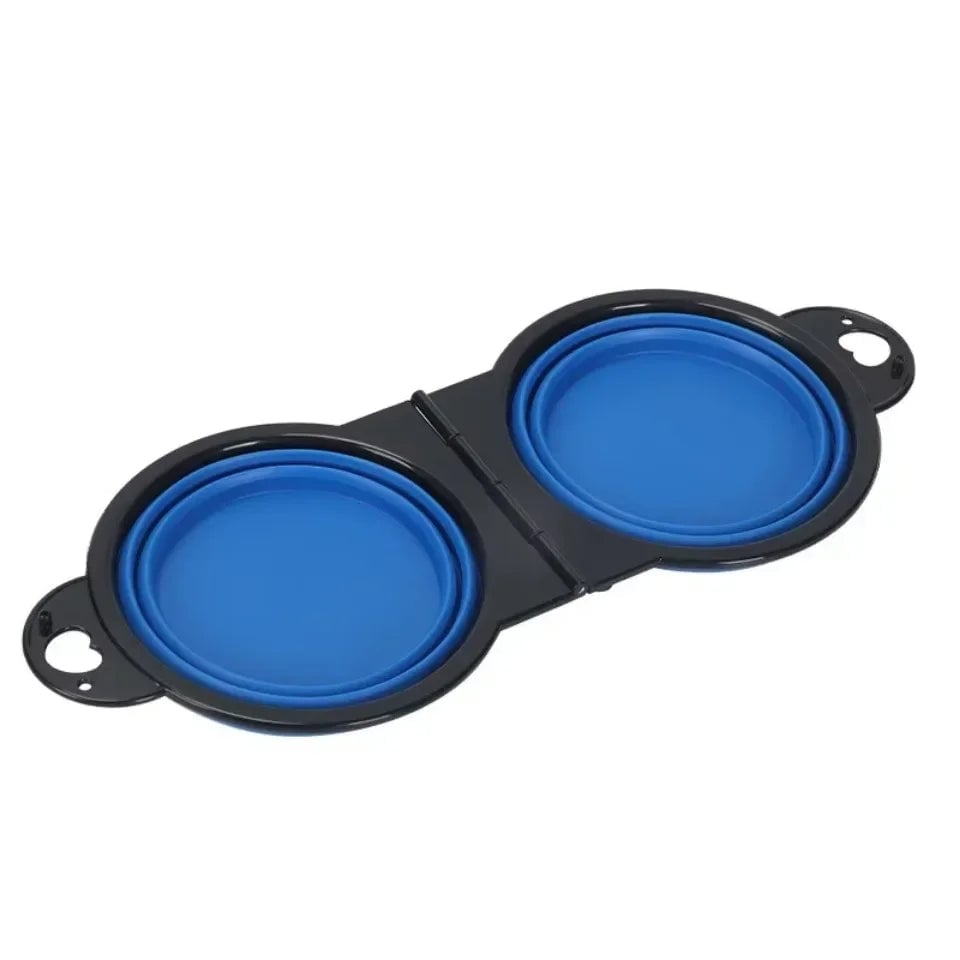 Foldable Dual Bowl 2-in-1 Pet Feeding Set - Portable Travel Bowl