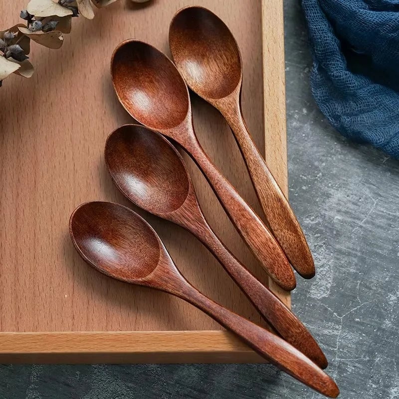 Anti-Scald Wooden Stirring Spoons - Heat-Resistant Tea Coffee Utensil