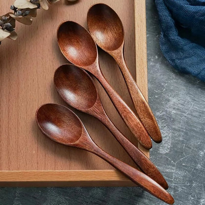 Anti-Scald Wooden Stirring Spoons - Heat-Resistant Tea Coffee Utensil