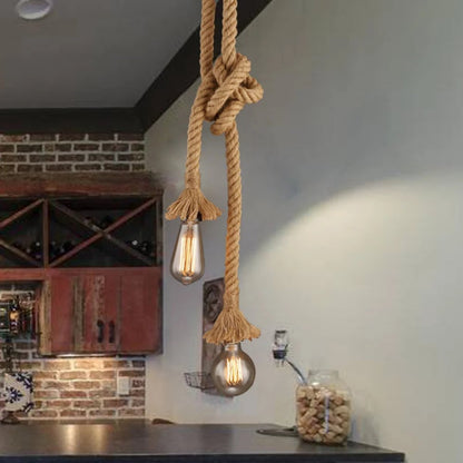 E27 Edison Bulb Hemp Rope Pendant Light Industrial Vintage Lamp