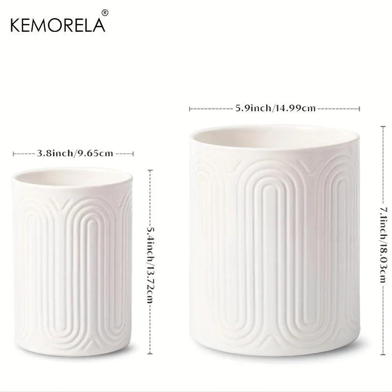 White Ceramic Utensil Holder Countertop Organizer 1/2 Piece Set