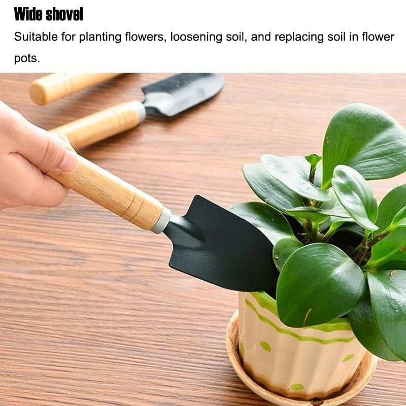 3-Piece Iron Gardening Tool Set - Shovel, Rake & Hand Tool Kit