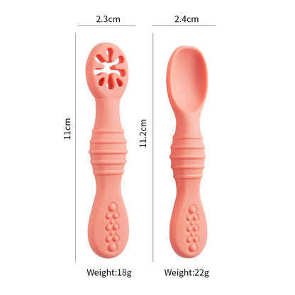 Silicone Baby Spoons 2Pc Set First Stage Self Feeding Training