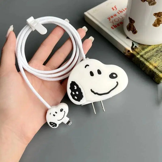 Snoopy USB Cable Protector Case for iPhone iPad 18/20W Charger Winder