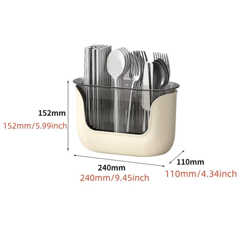 3-Compartment Kitchen Cutlery Holder with Drain - Flatware Organizer