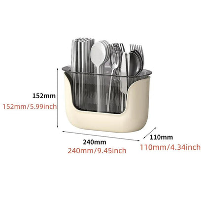 3-Compartment Kitchen Cutlery Holder with Drain - Flatware Organizer