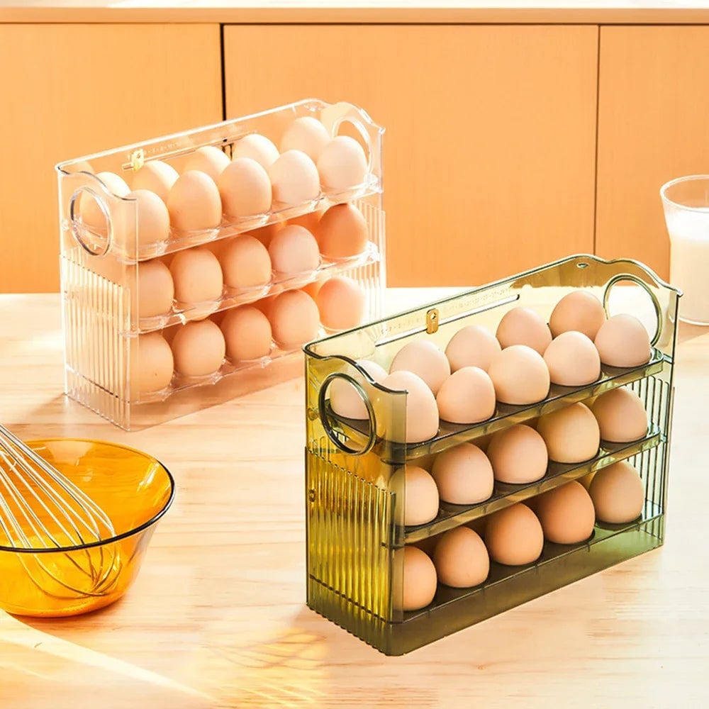 3-Tier Kitchen Egg Storage Container - Large Capacity Refrigerator