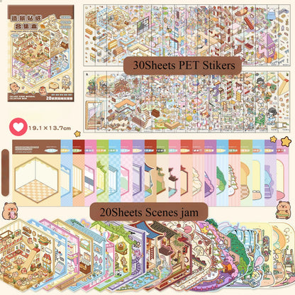 20PCS 3D Capybara Landscape Stickers Collection Book Album DIY Toy