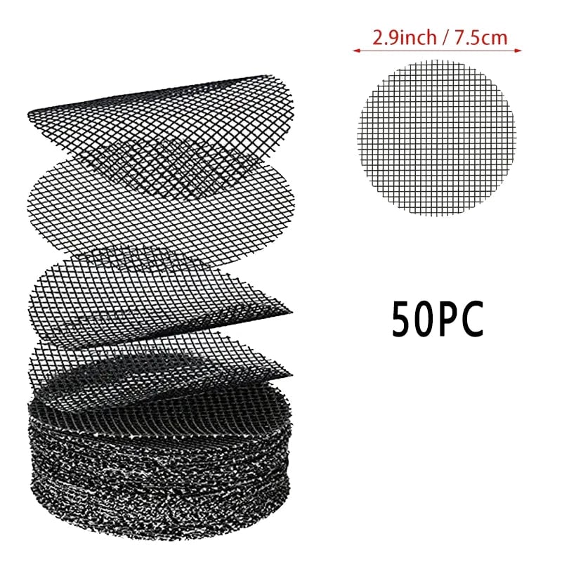 50pk Round Drainage Hole Screen Mats - Plant Pot Filter Guards