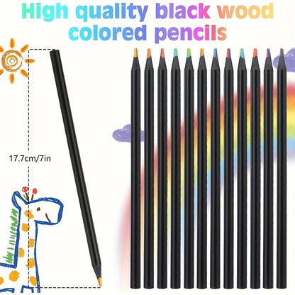 7 Colors Rainbow Pencils 3.3mm Lead - 12/24/36/48Pcs Art Drawing Set