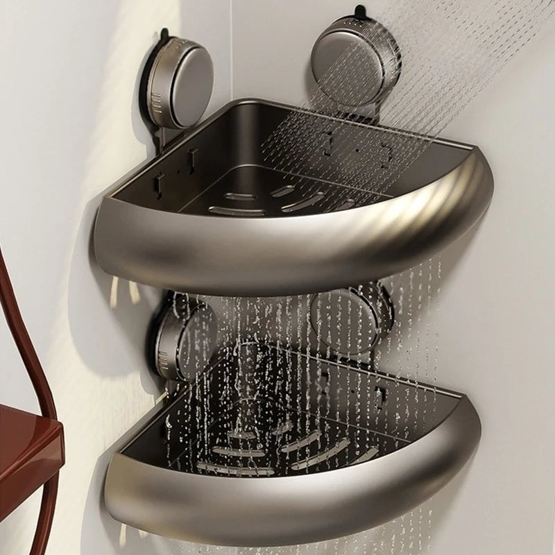 Suction Cup Corner Shelf Triangle Wall Mount Bathroom Organizer