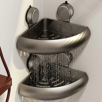 Suction Cup Corner Shelf Triangle Wall Mount Bathroom Organizer
