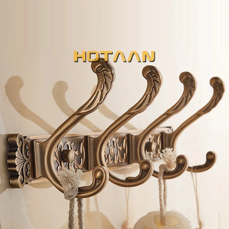Antique Brass Wall Mount Robe Hook Towel Holder YT-3012