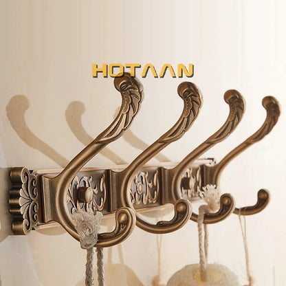 Antique Brass Wall Mount Robe Hook Towel Holder YT-3012