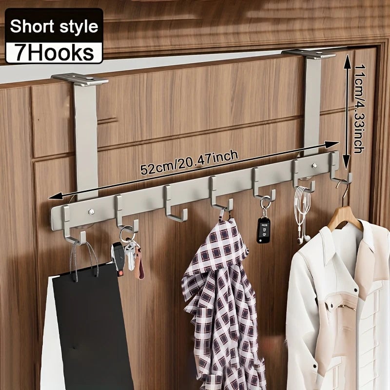 Over Door Metal Hooks Rack 5/7 Adjustable Bathroom Organizer
