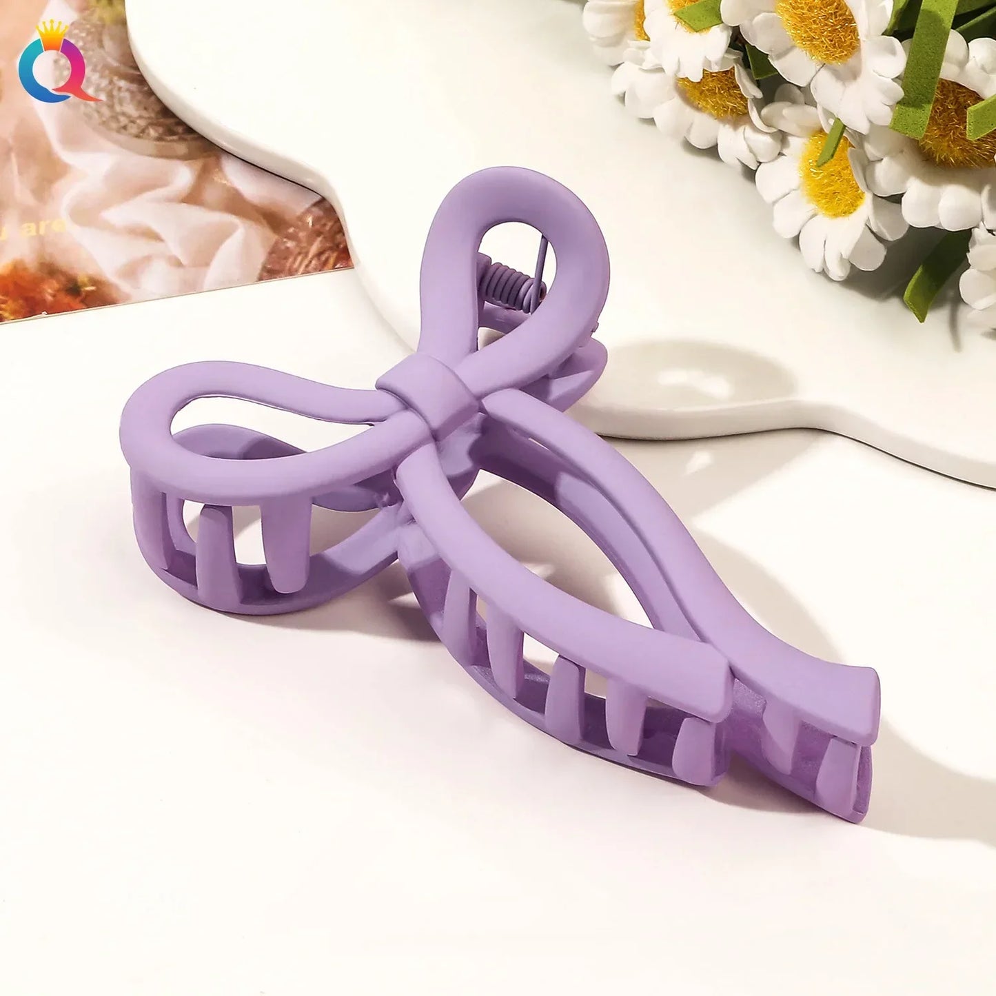 Matte Acrylic Bow Hair Claw Clip - Large Ponytail Crab Hair Clip