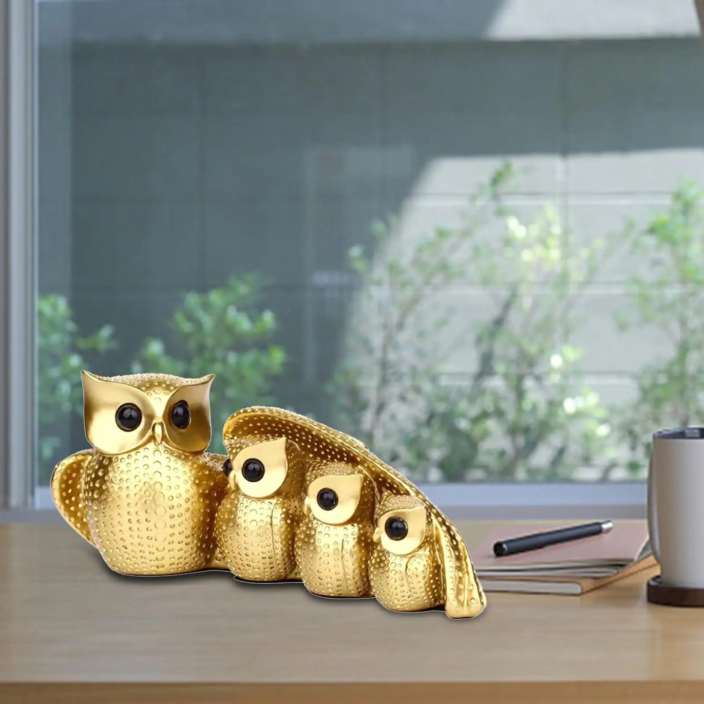 Family of Four Owl Decorative Figurines Set - Home Decor Sculptures