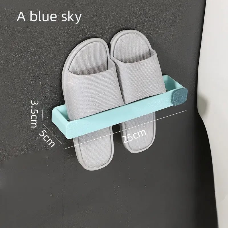 Wall Mounted Bathroom Slipper Shelf No Drill One Piece Shoe Rack