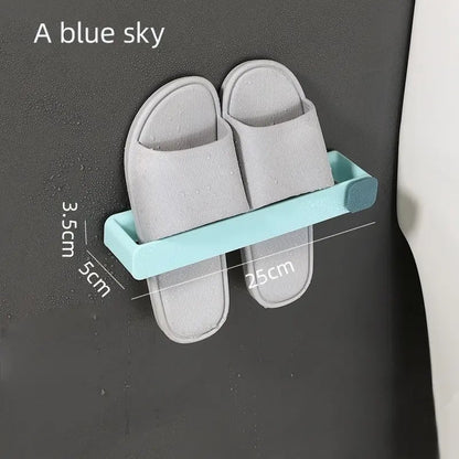 Wall Mounted Bathroom Slipper Shelf No Drill One Piece Shoe Rack
