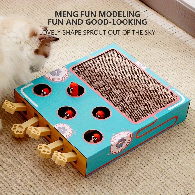 Pop-Up Interactive Cat Scratcher - Corrugated Cardboard Multi-Play Toy