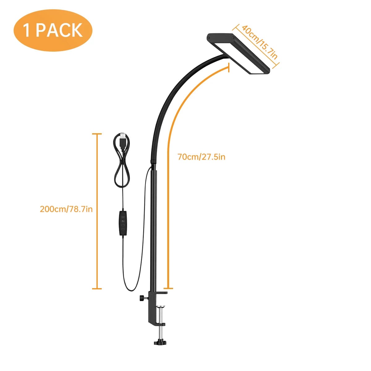 LED Desk Lamp Stepless Dimming Eye-Care Adjustable Gooseneck Light
