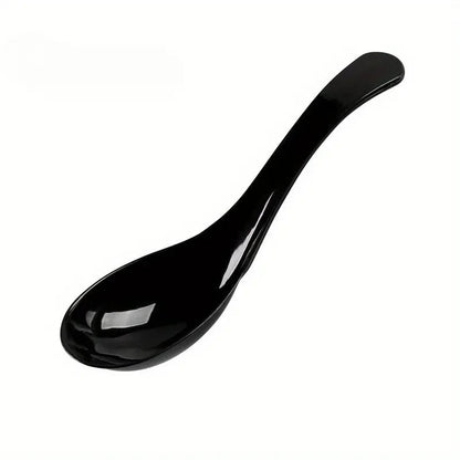 6 Black Spoons Set - Multi-Purpose Soup Dessert Utensils for Dining