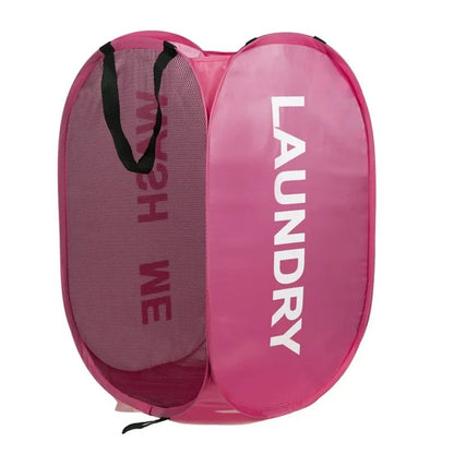 Mesh Pop Up Laundry Hamper - Collapsible Portable Basket Dorm