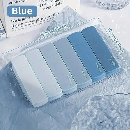 6-Pack Gradient Macaron Correction Tape Set - Portable Silent